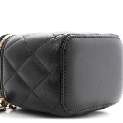 Chanel Lambskin Quilted Mini Pearl Crush Vanity Case With Chain Black 9 of 12