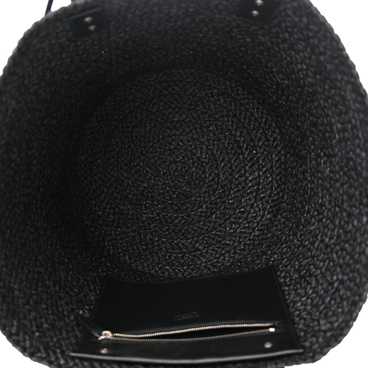 Raffia Medium Panier Bag Black