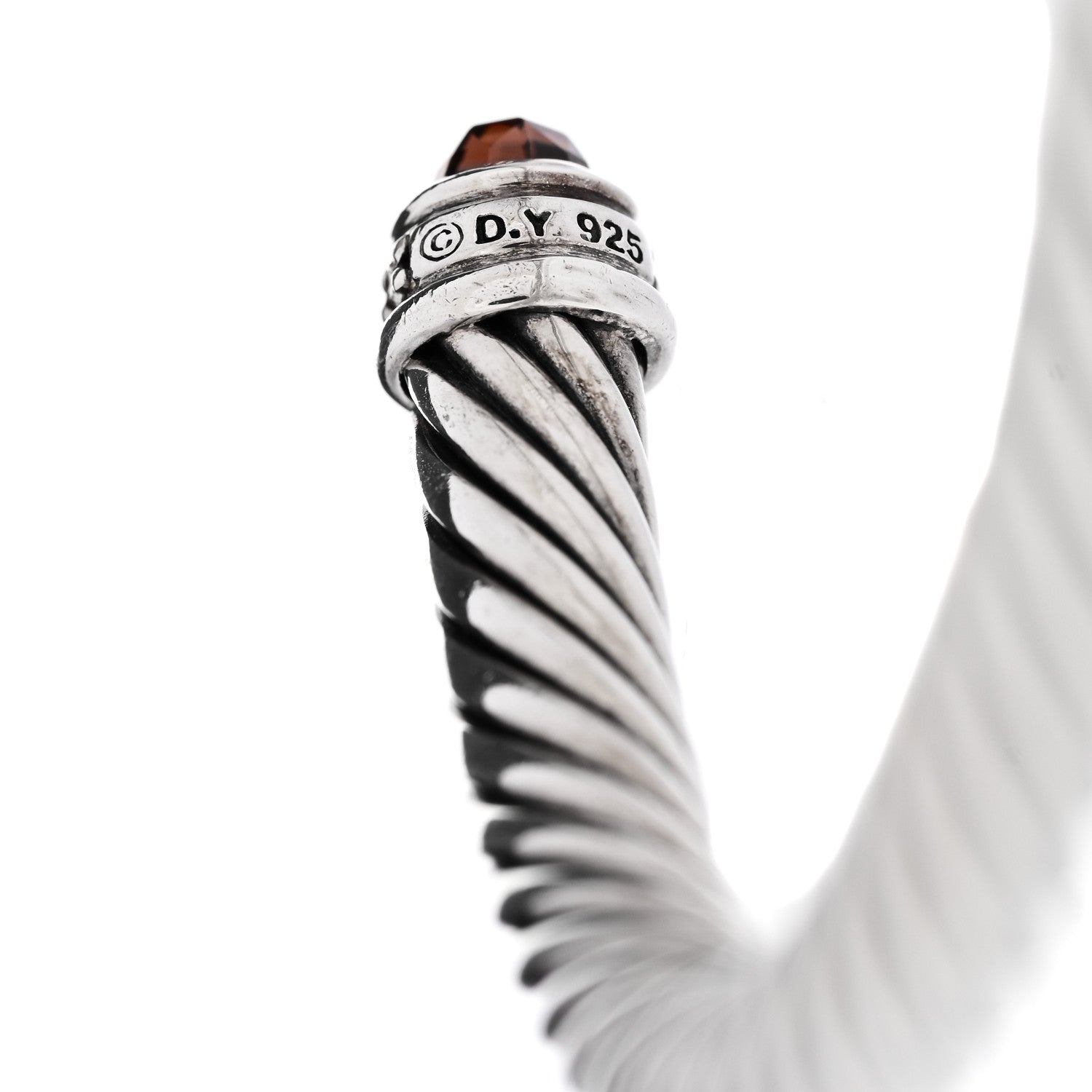 David Yurman Sterling Silver Diamond Garnet 5mm Cable Classics Bracelet 5 of 5