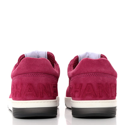 Chanel Suede Calfskin Logo Sneakers 39 Dark Pink 5 of 13