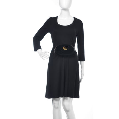 Gucci Velvet Matelasse GG Marmont Belt Bag 95 38 Black 2 of 15