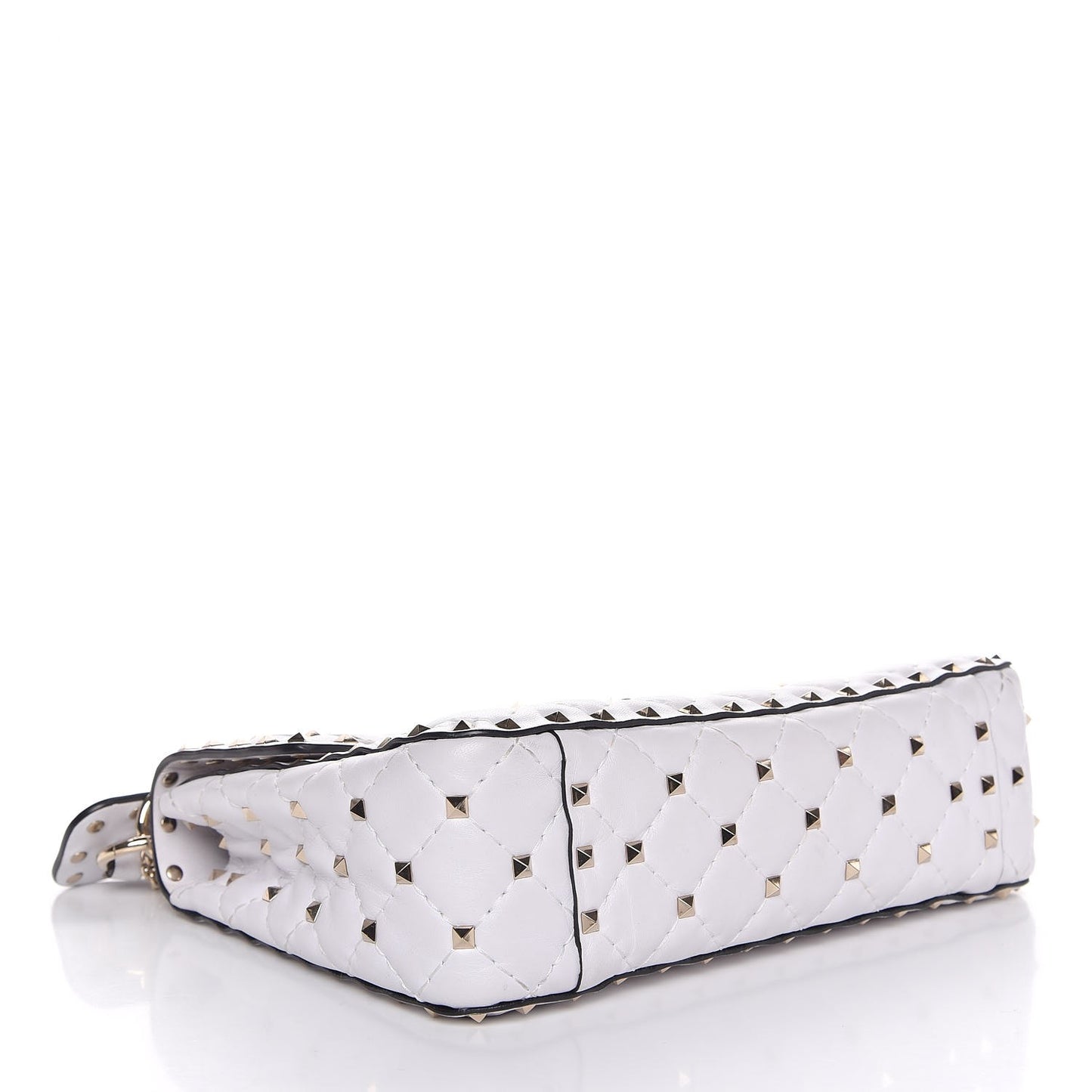 Lambskin VLTN Print Medium Rockstud Spike Shoulder Bag Optic White Black