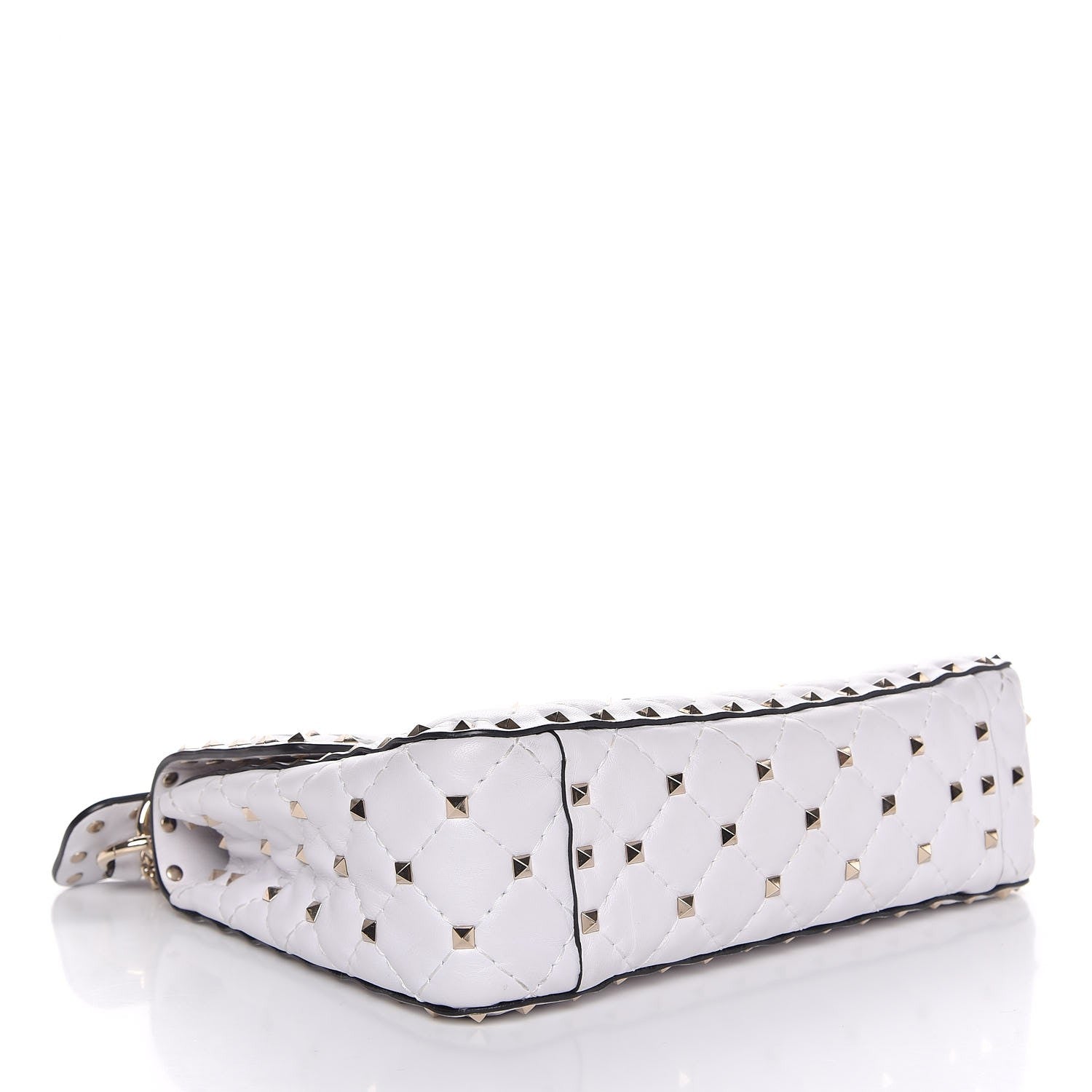 Valentino Garavani Lambskin VLTN Print Medium Rockstud Spike Shoulder Bag Optic White Black 4 of 8