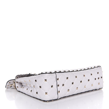 Valentino Garavani Lambskin VLTN Print Medium Rockstud Spike Shoulder Bag Optic White Black 4 of 8