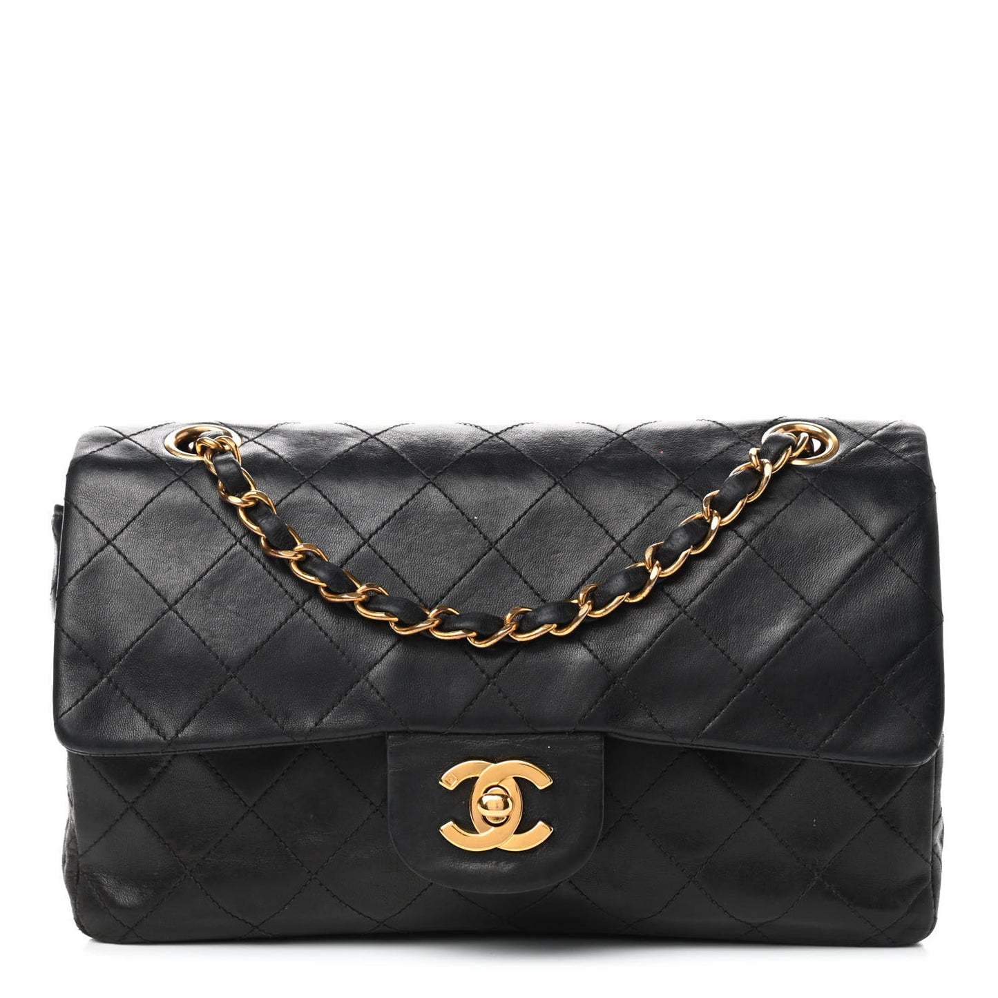 Lambskin Quilted Small Double Flap Black