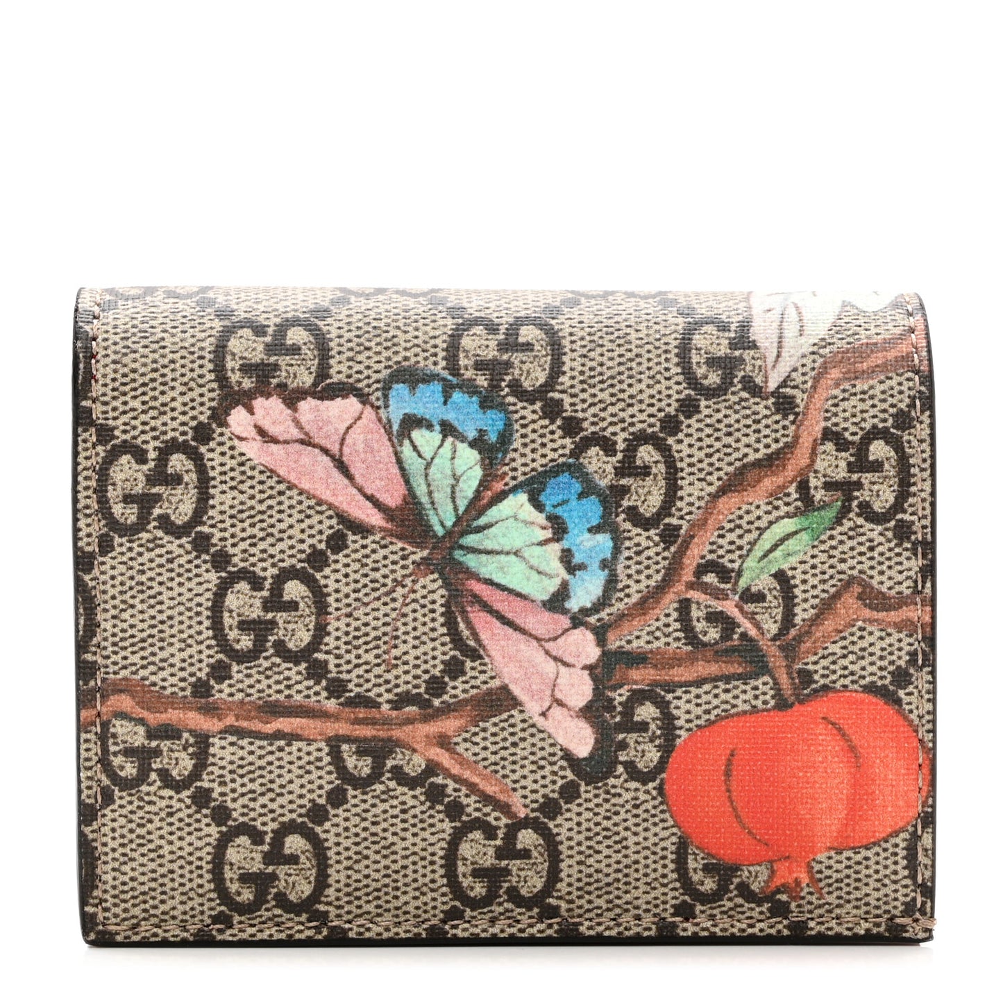 GG Supreme Monogram Tian Card Case Beige Multicolor Red