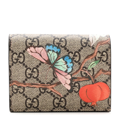 Gucci GG Supreme Monogram Tian Card Case Beige Multicolor Red 1 of 7