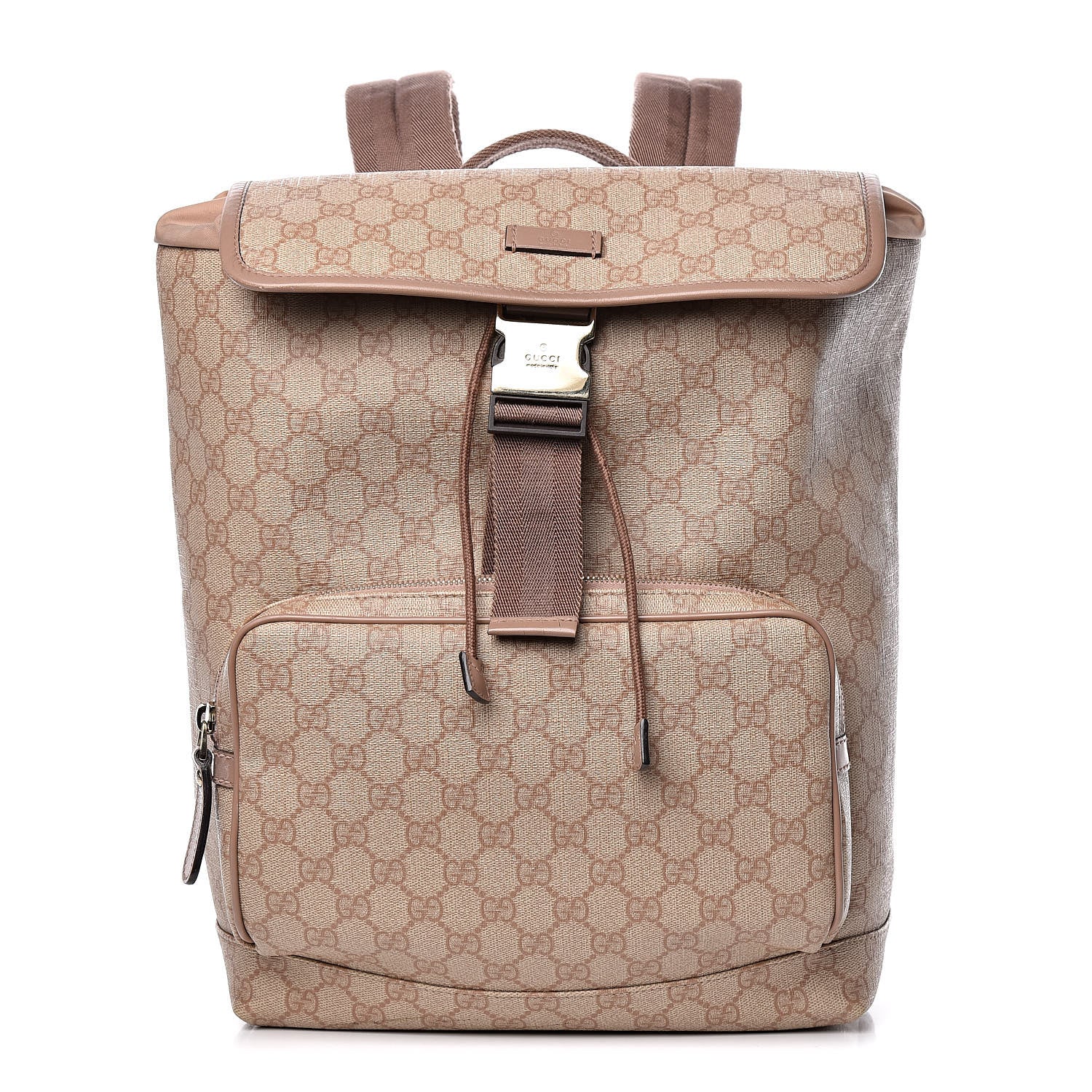 Gucci GG Supreme Monogram Medium Single Buckle Rucksack Backpack Beige 1 of 26