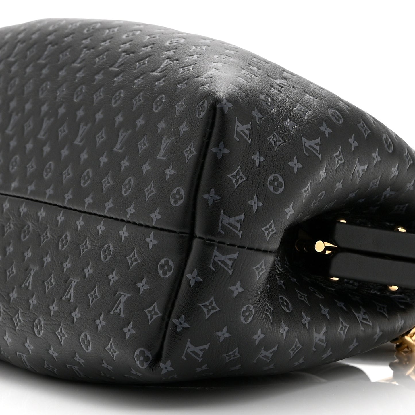 Calfskin Nanogram Embossed Clutch Black