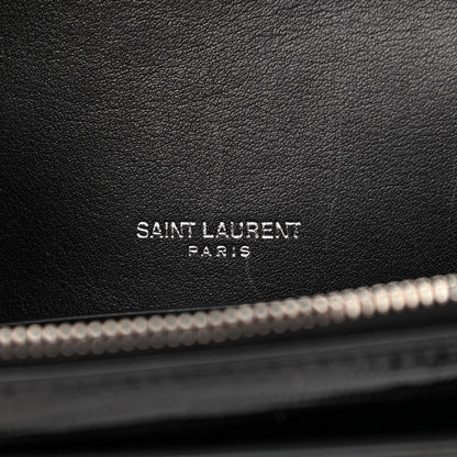 Saint Laurent Calfskin Lizard Embossed Monogram Sunset Chain Wallet Black 5 of 10