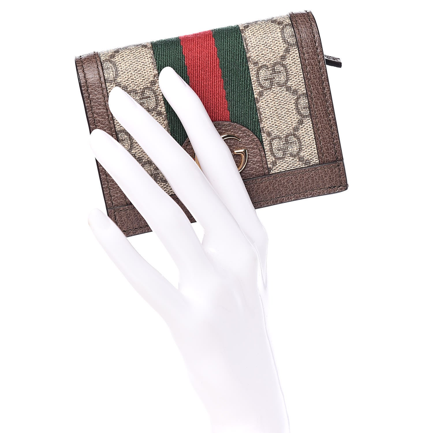 Gucci GG Supreme Monogram Web Ophidia Card Case Beige New Acero 2 of 11