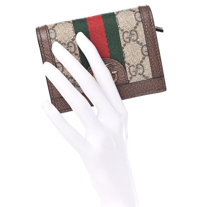 Gucci GG Supreme Monogram Web Ophidia Card Case Beige New Acero 2 of 11