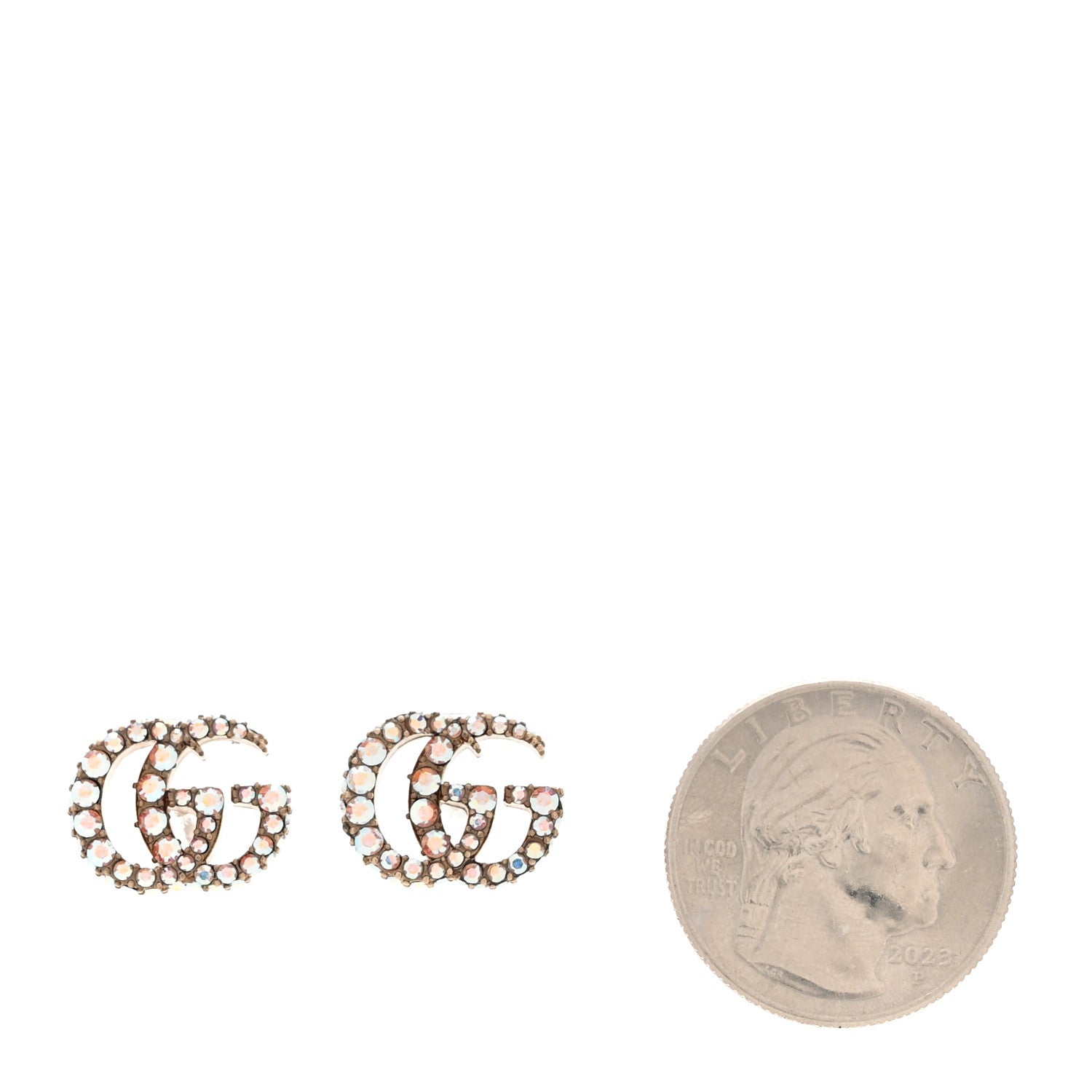 Gucci Crystal GG Marmont Stud Earrings Aurora Borealis 2 of 5