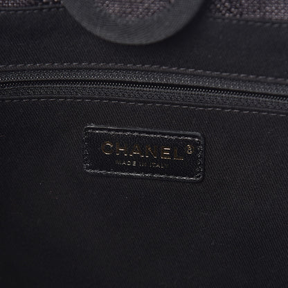 Chanel Mixed Fibers Striped Small Deauville Tote Navy Blue 6 of 11