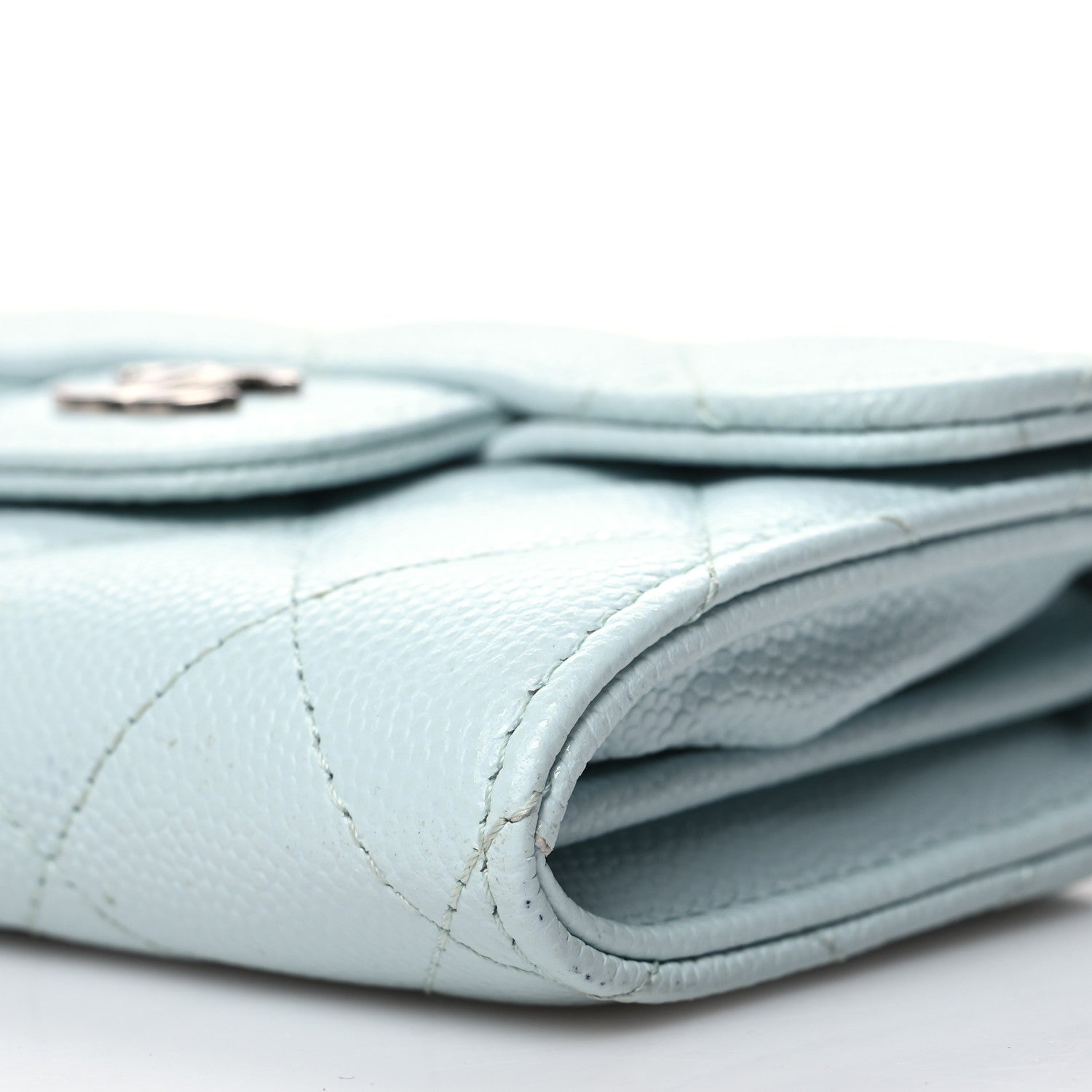 Chanel Caviar Quilted Flap Card Holder Wallet Light Blue 11 of 14