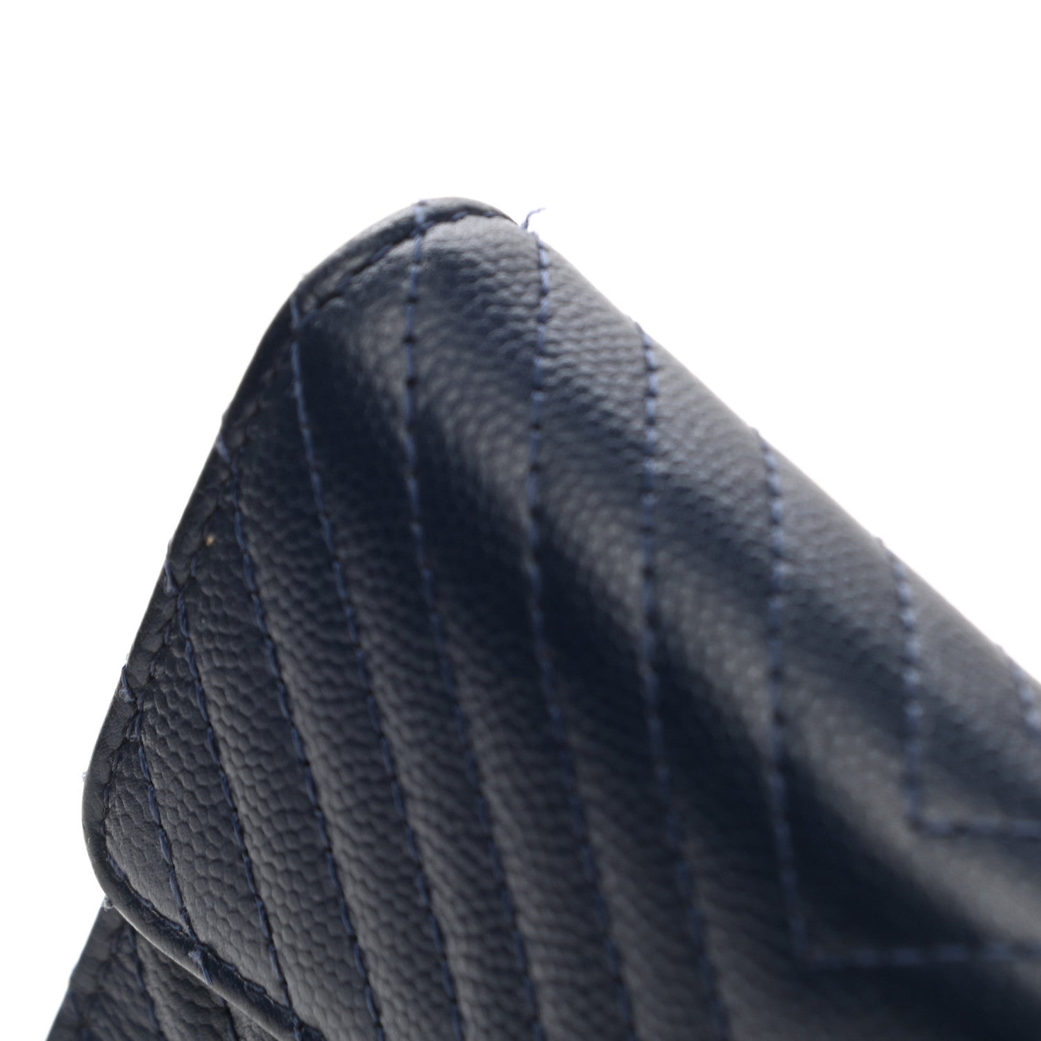 Chanel Caviar Chevron Quilted Compact Flap Wallet Navy 9 of 14