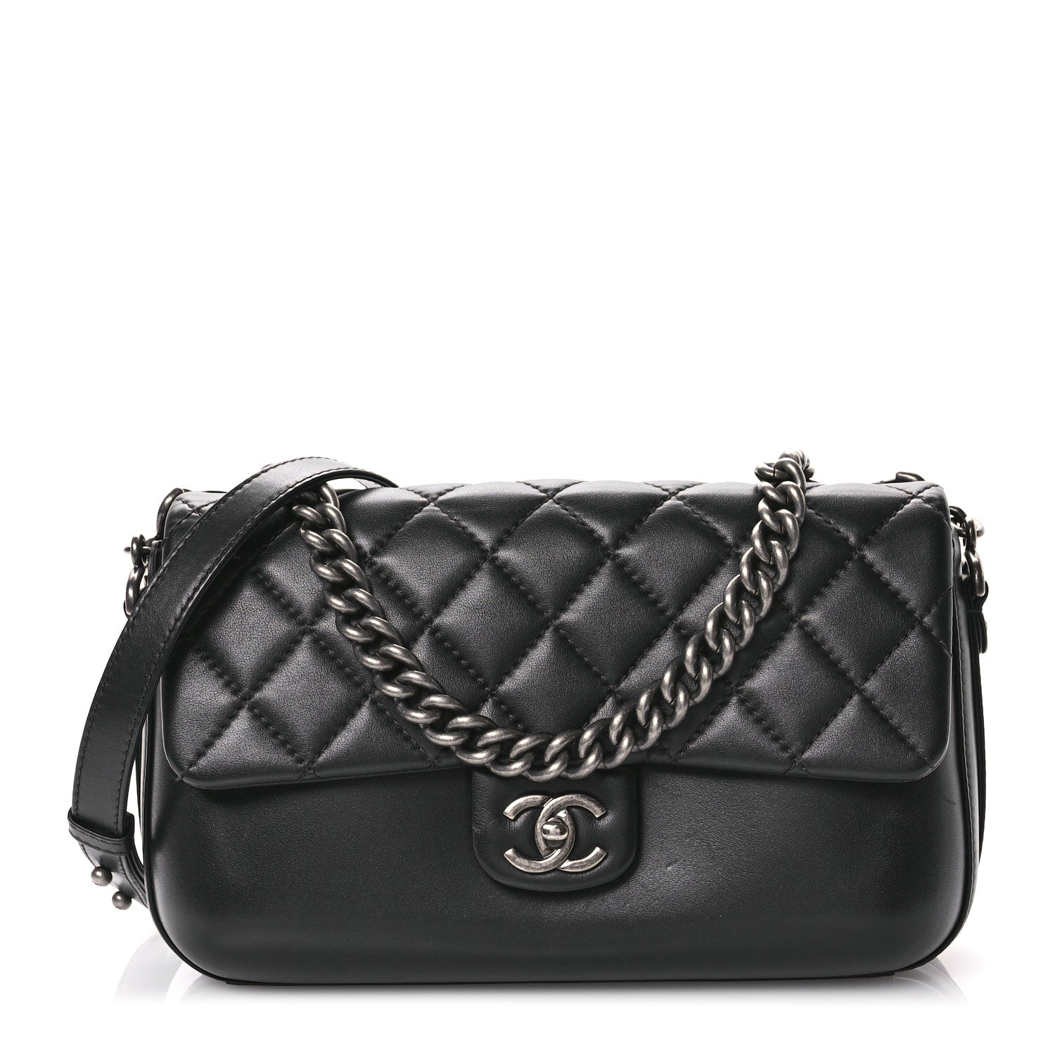 Chanel Calfskin Quilted Large Rock My Shoulder Flap Black 1 of 10