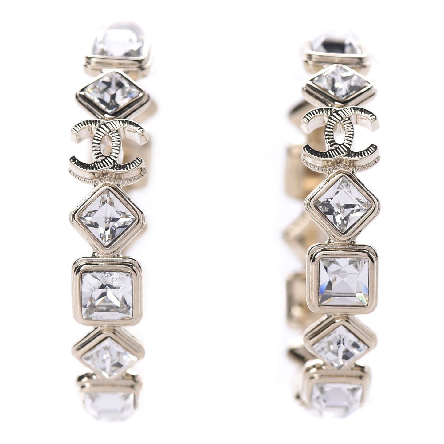 Crystal CC Hoop Earrings Gold