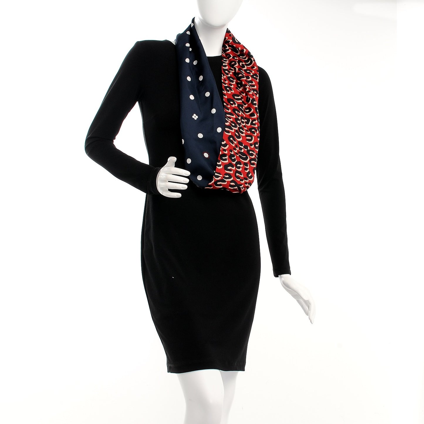 Silk Leopard Snood Scarf Red Rouge Blue Infini