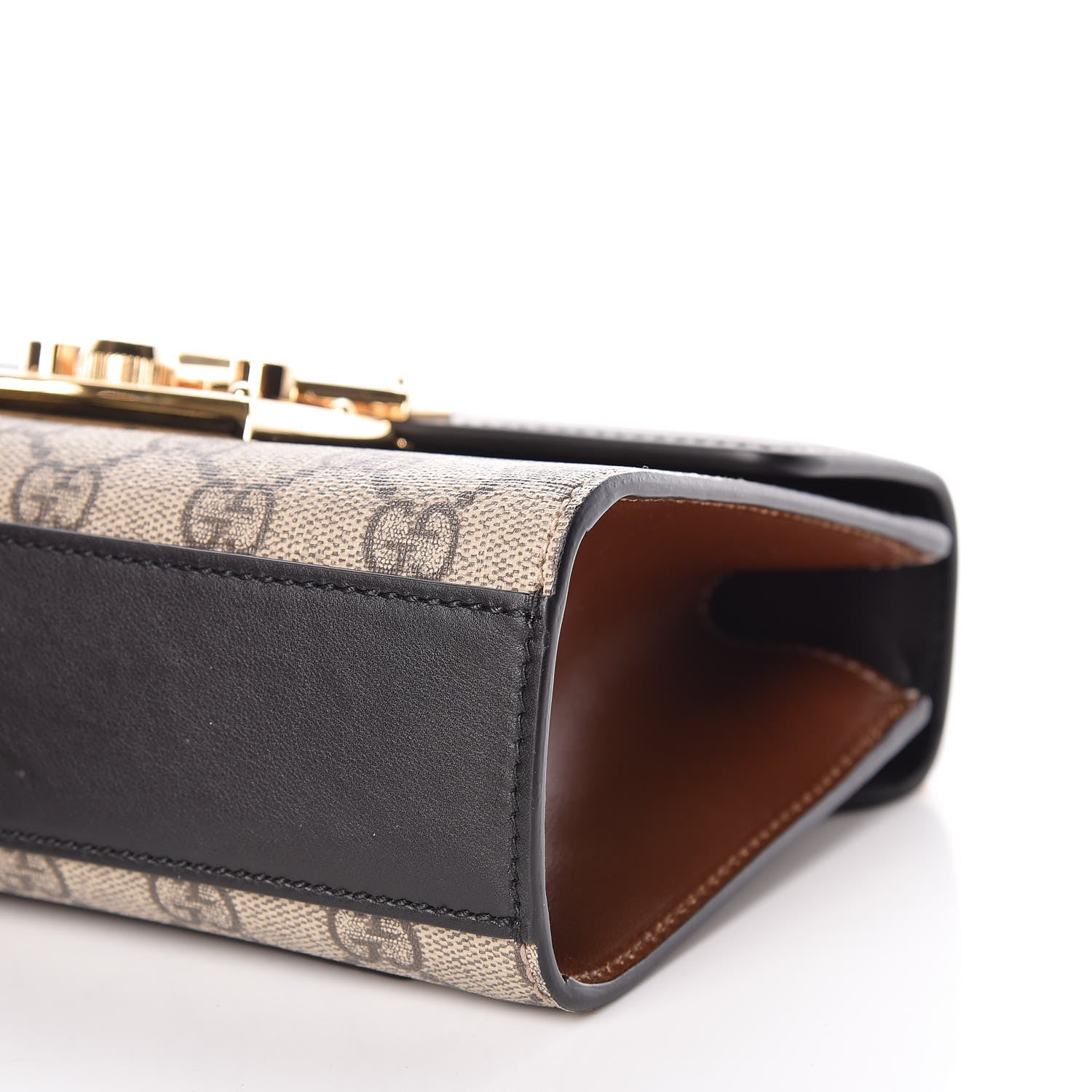 Gucci GG Supreme Monogram Calfskin Small Padlock Shoulder Bag Beige Black Cuir 9 of 9