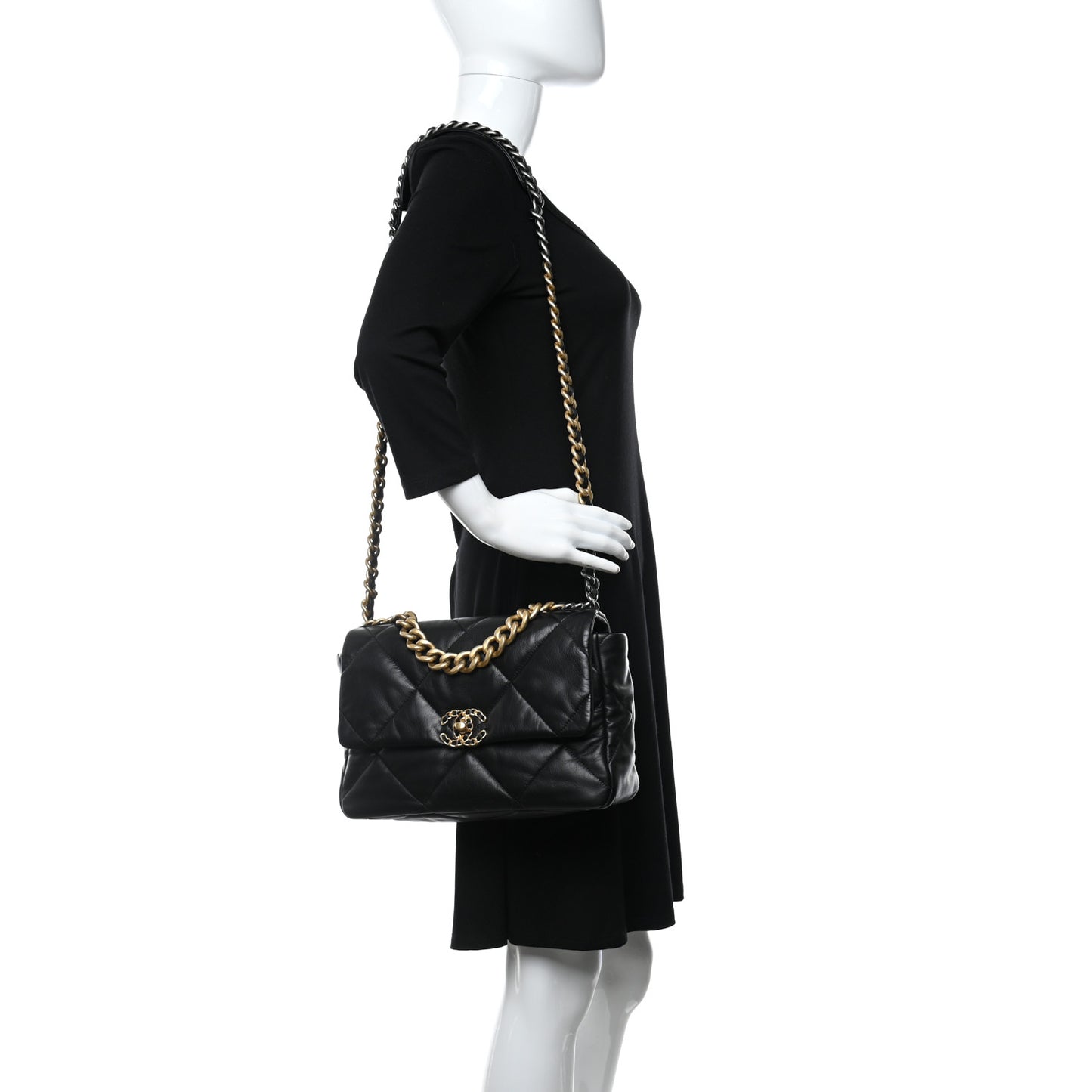 Goatskin Quilted Large Chanel 19 Flap Black