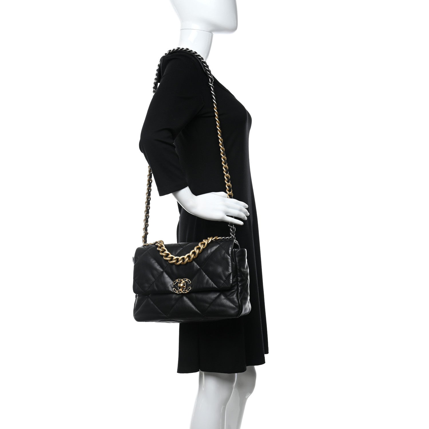 Chanel Goatskin Quilted Large Chanel 19 Flap Black 2 of 9