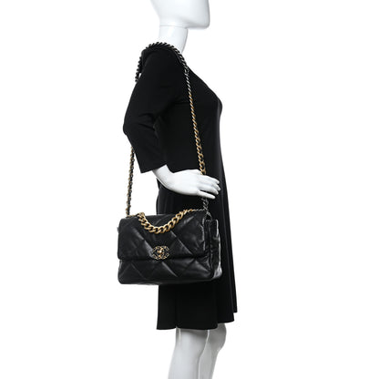 Chanel Goatskin Quilted Large Chanel 19 Flap Black 2 of 9
