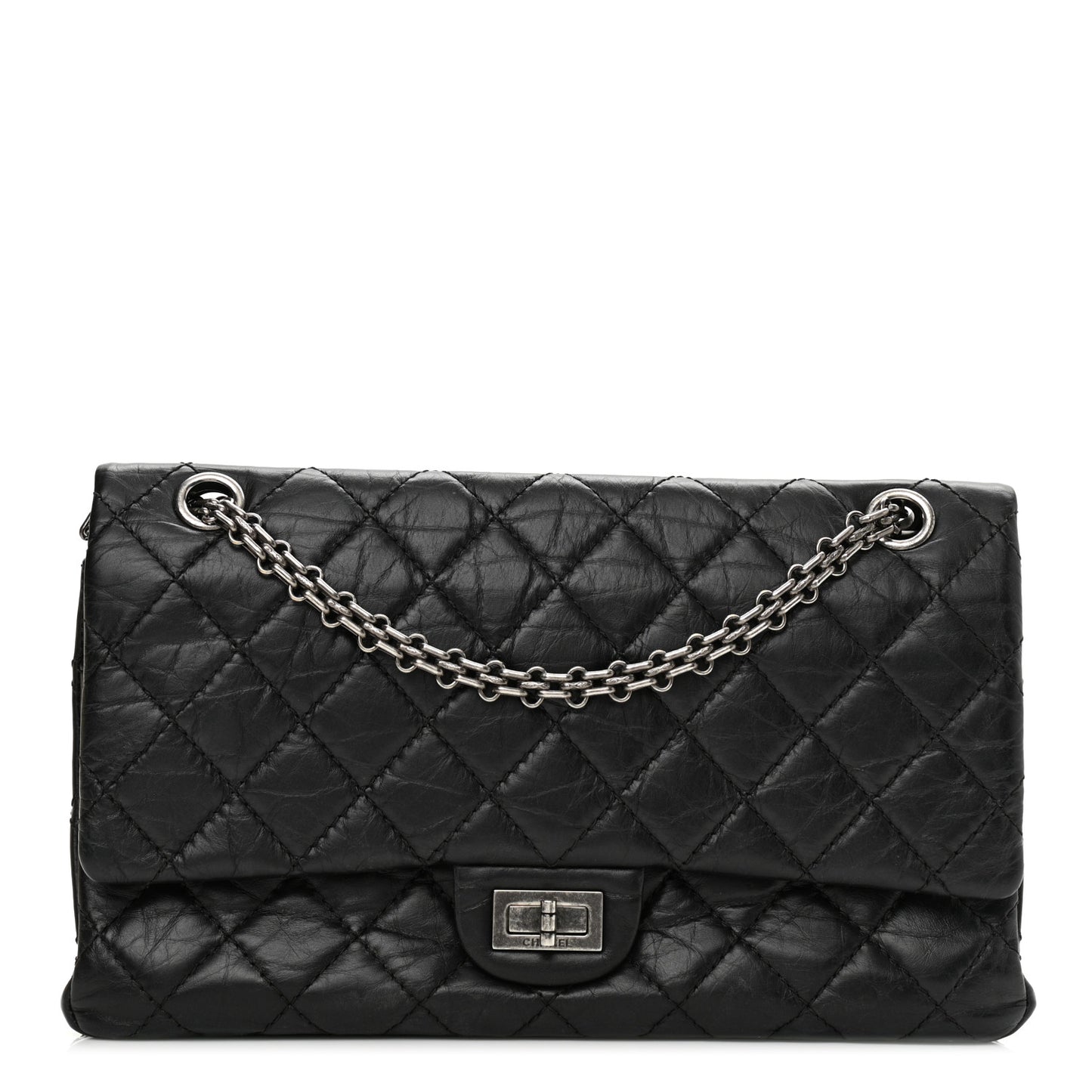 Aged Calfskin Quilted 2.55 Reissue 226 Flap Black