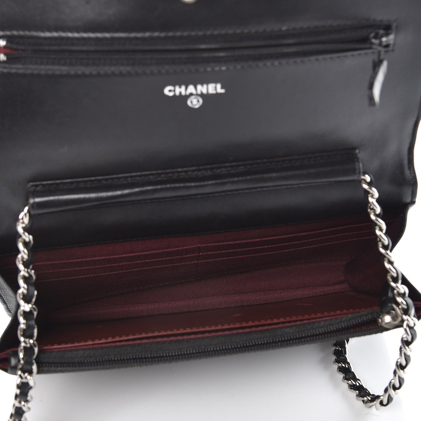 Lambskin Quilted Wallet On Chain WOC Black