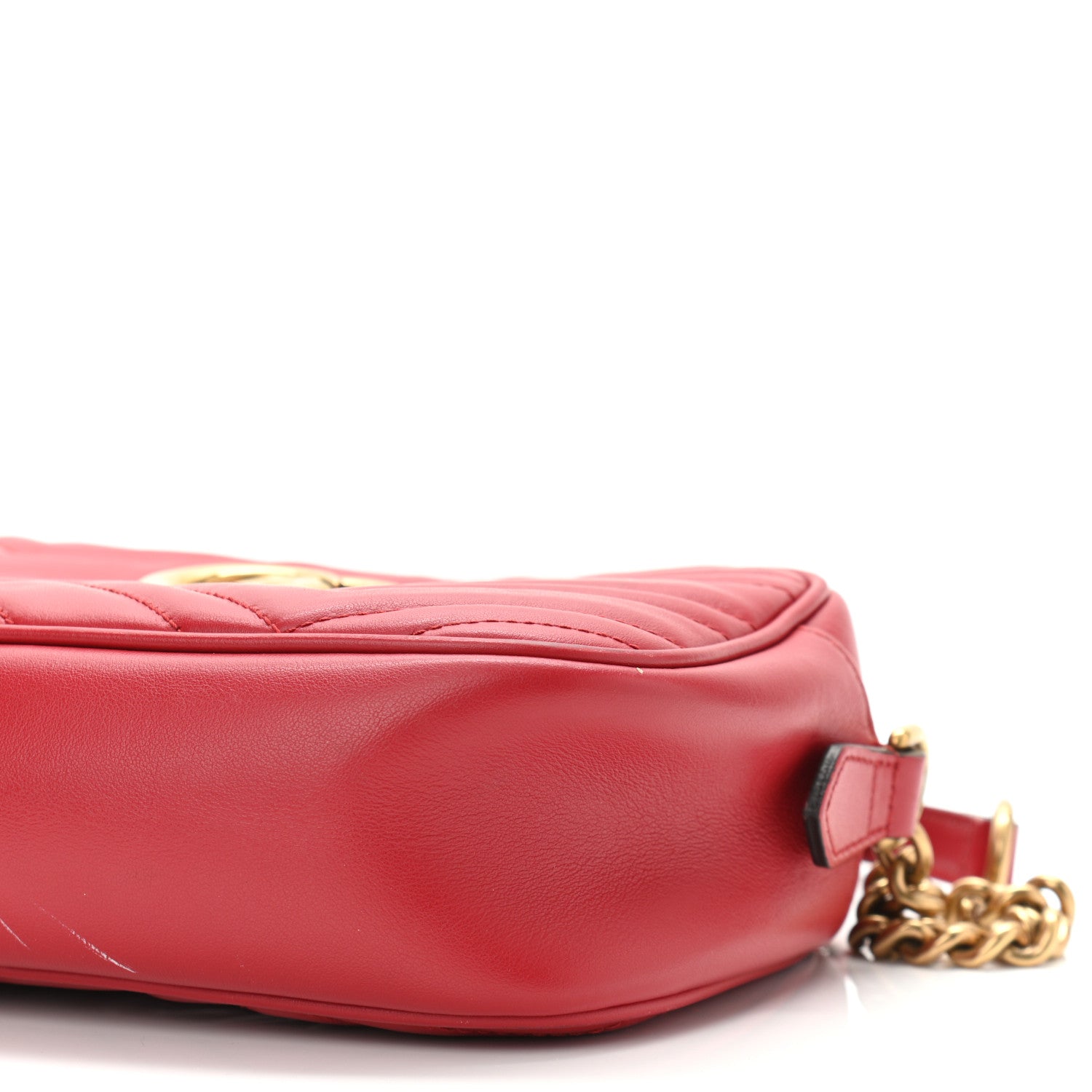 Gucci Calfskin Matelasse Small GG Marmont Chain Shoulder Bag Hibiscus Red 10 of 13