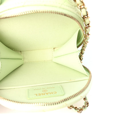 Chanel Caviar Quilted Round Handle With Care Vanity With Chain Light Green 6 of 12