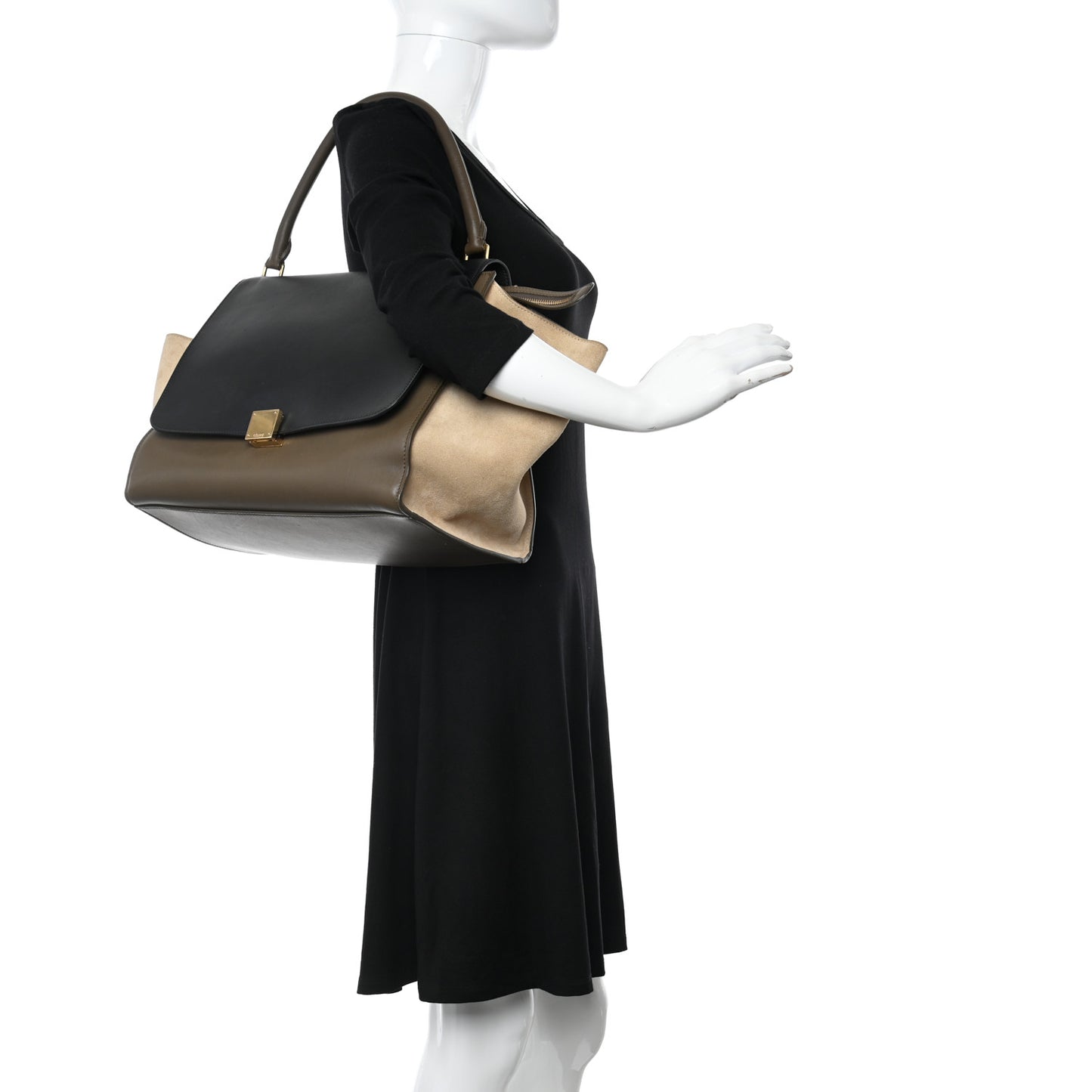 Smooth Calfskin Suede Medium Tri-Color Trapeze