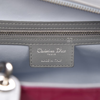 Christian Dior Lambskin Cannage Large Tri-Color Lady Dior Toxic Purple Grey Light Blue 7 of 8
