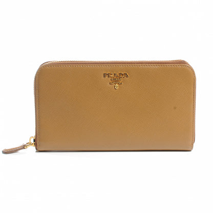 Prada Saffiano Zip Around Wallet Caramel 1 of 8
