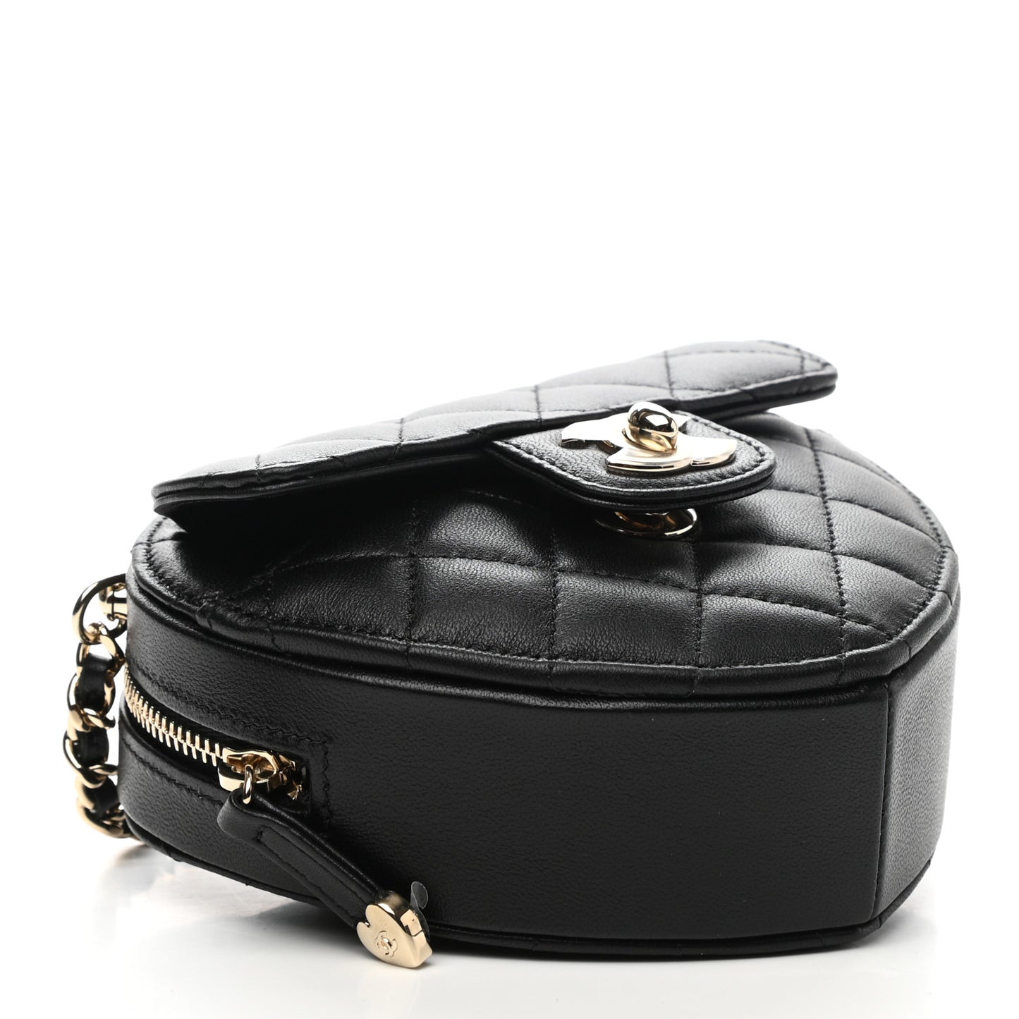 Lambskin Quilted CC In Love Heart Clutch With Chain Black