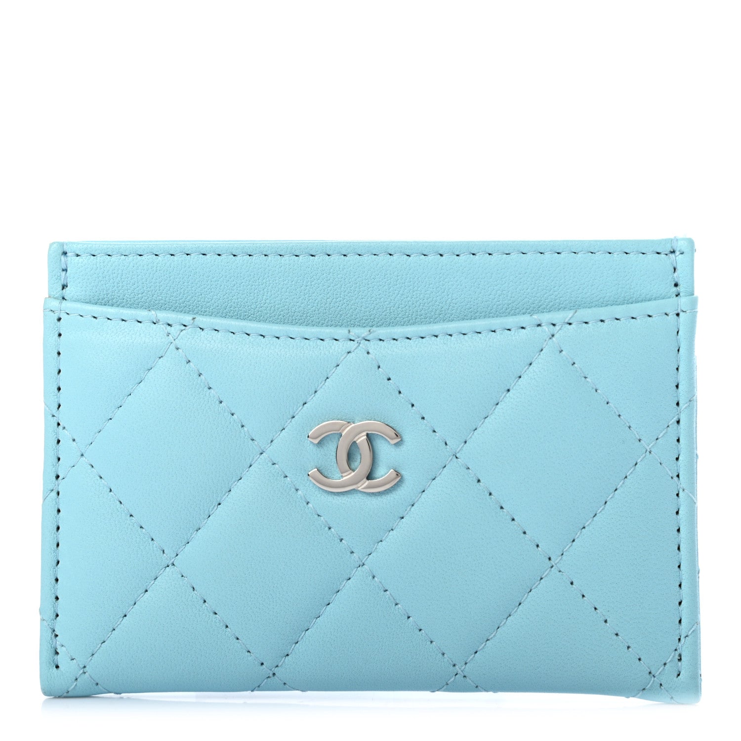 Chanel Lambskin Quilted Card Holder Light Blue 1 of 8