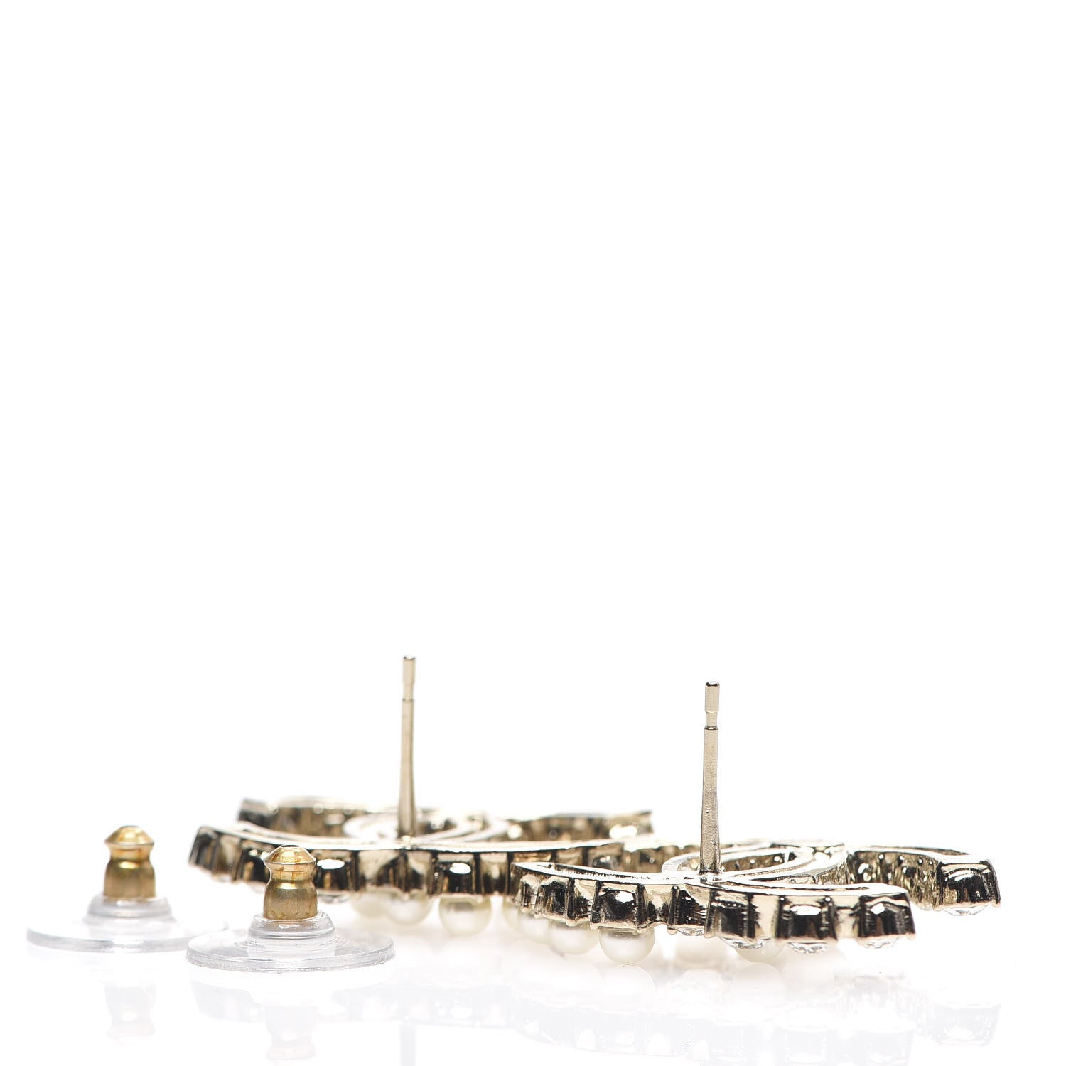Chanel Crystal Pearl CC Dazzling Domino Earrings Gold 3 of 4
