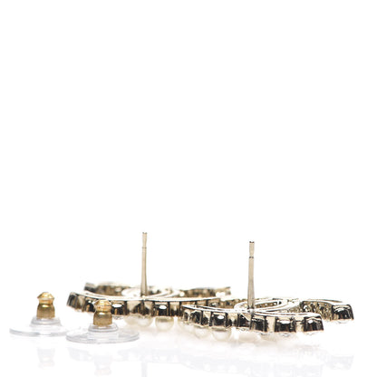 Chanel Crystal Pearl CC Dazzling Domino Earrings Gold 3 of 4