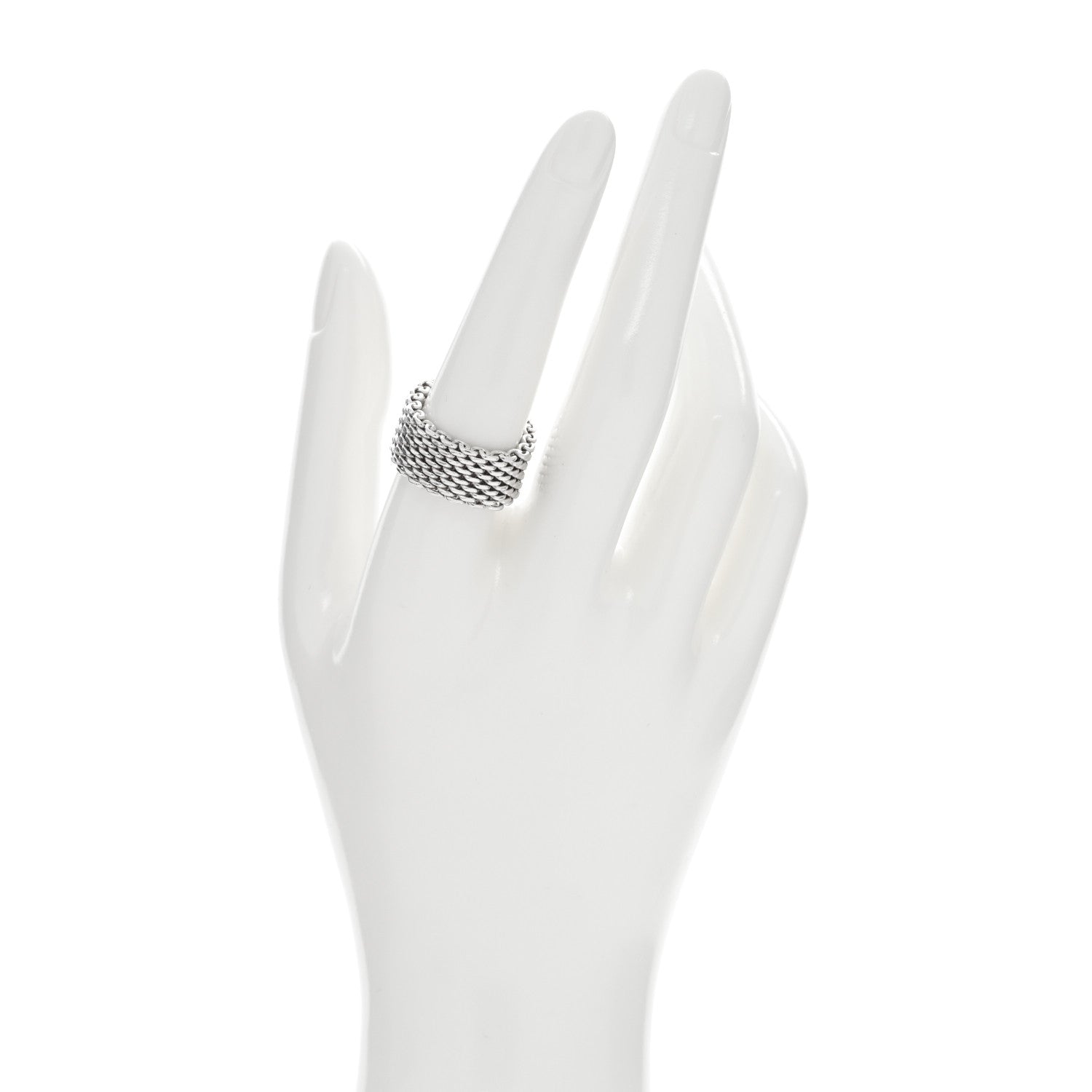 Tiffany Sterling Silver Somerset Mesh Ring 58 8.25 2 of 4