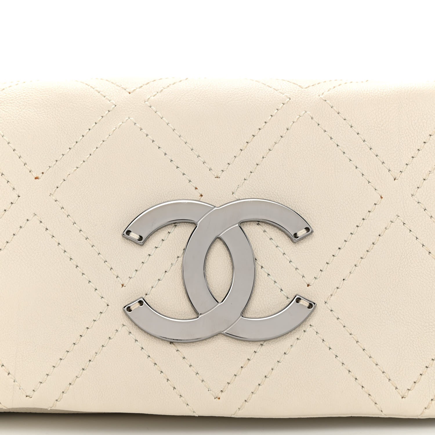 Chanel Calfskin Diamond Stitch Accordion Flap White 8 of 13
