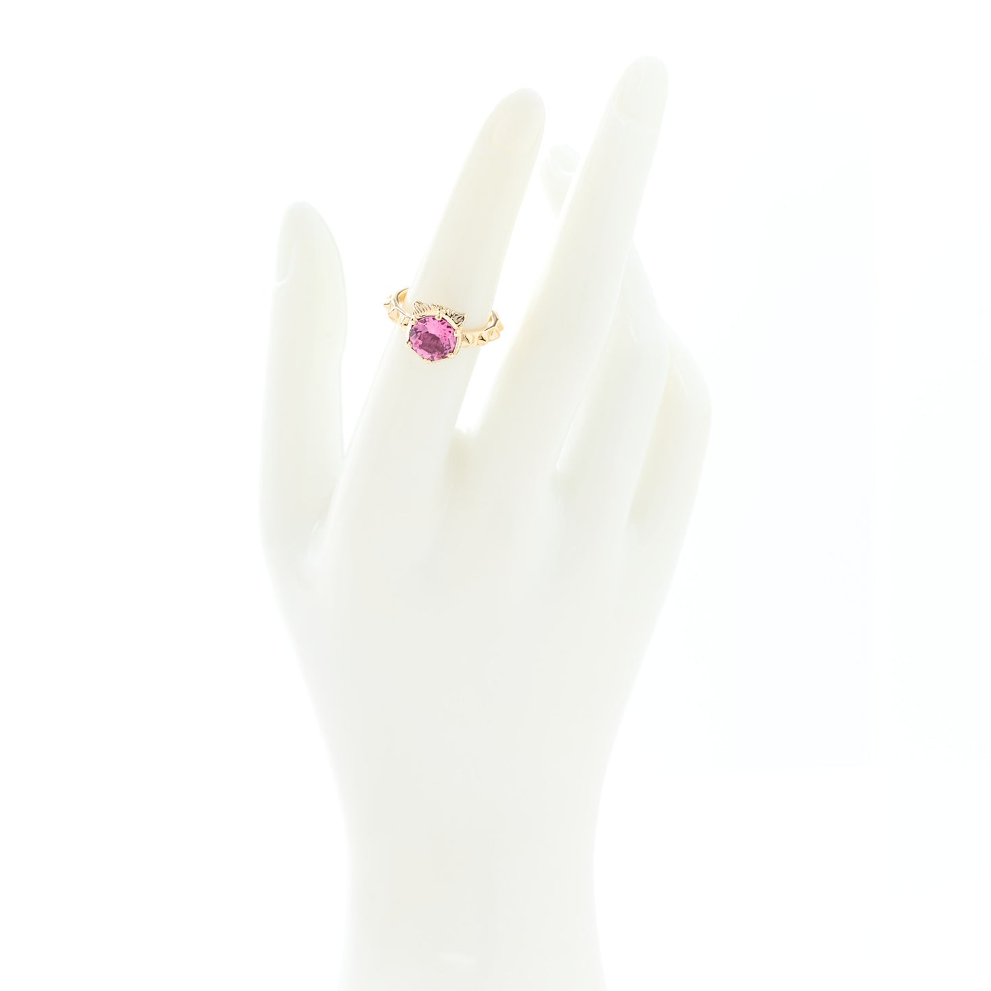 18K Yellow Gold Pink Tourmaline Le Marché Des Merveilles Feline Ring 49 4.75
