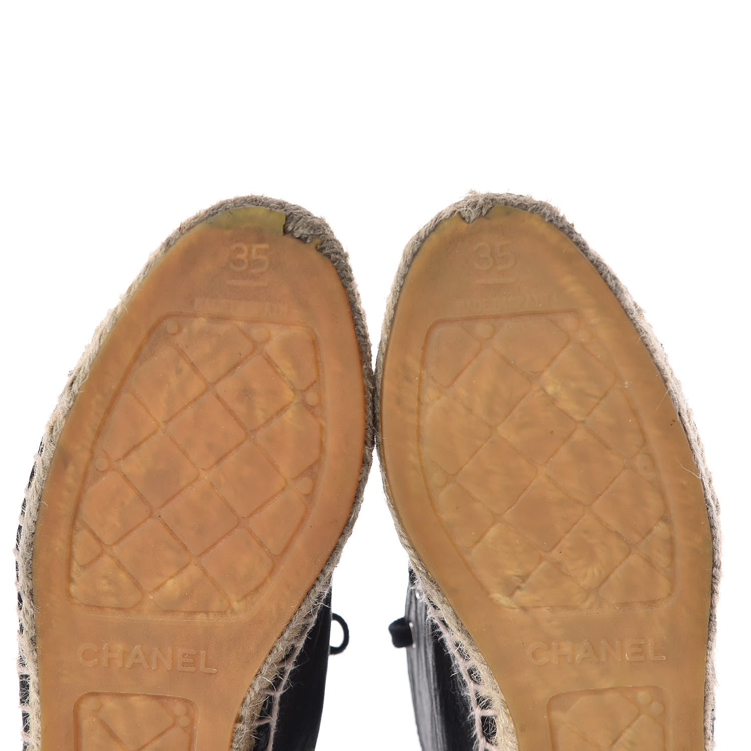 Chanel Lambskin Canvas Cap Toe Lace Up Espadrilles 35 Black 20 of 20