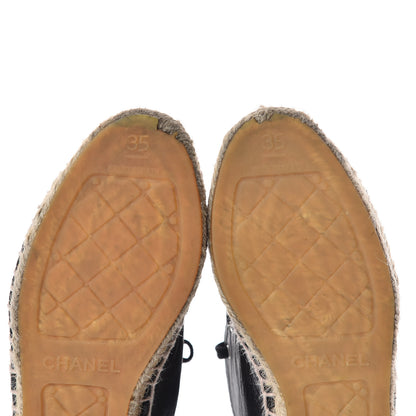 Chanel Lambskin Canvas Cap Toe Lace Up Espadrilles 35 Black 20 of 20