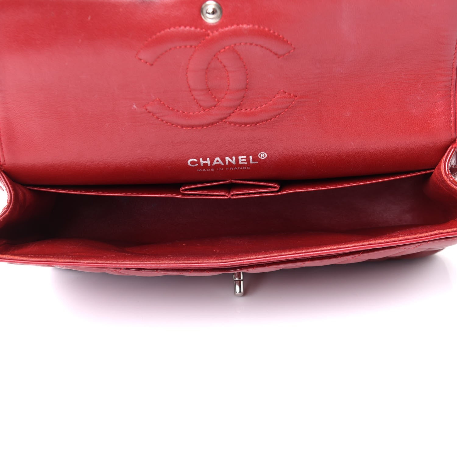 Chanel Patent Calfskin Quilted Medium Double Flap Dark Red 5 of 13