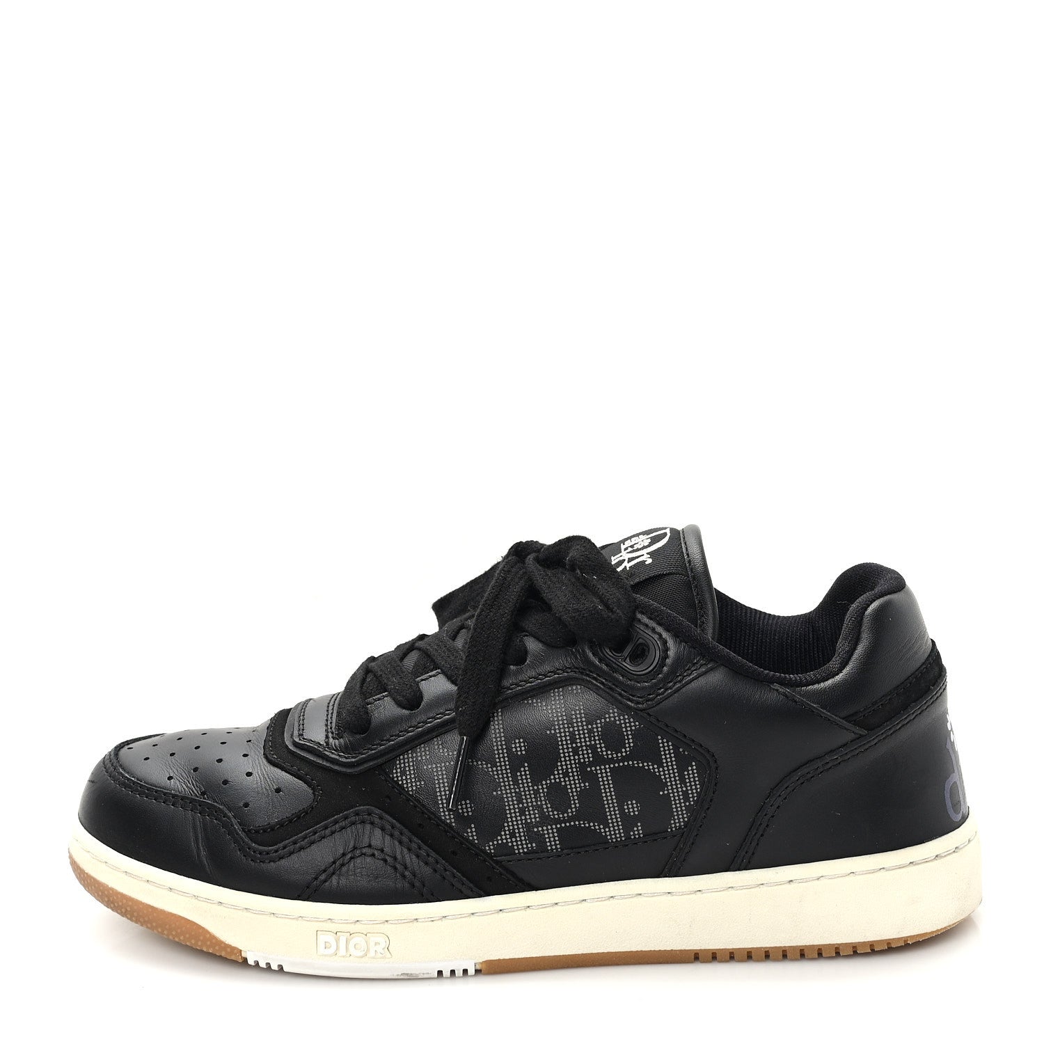 Christian Dior Smooth Calfskin Oblique Perforated Mens B27 Low Top Sneakers 39 Black Grey 1 of 10