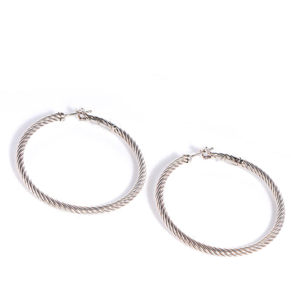 David Yurman Sterling Silver Cable Classics Extra Large Hoop Earrings 1 of 6
