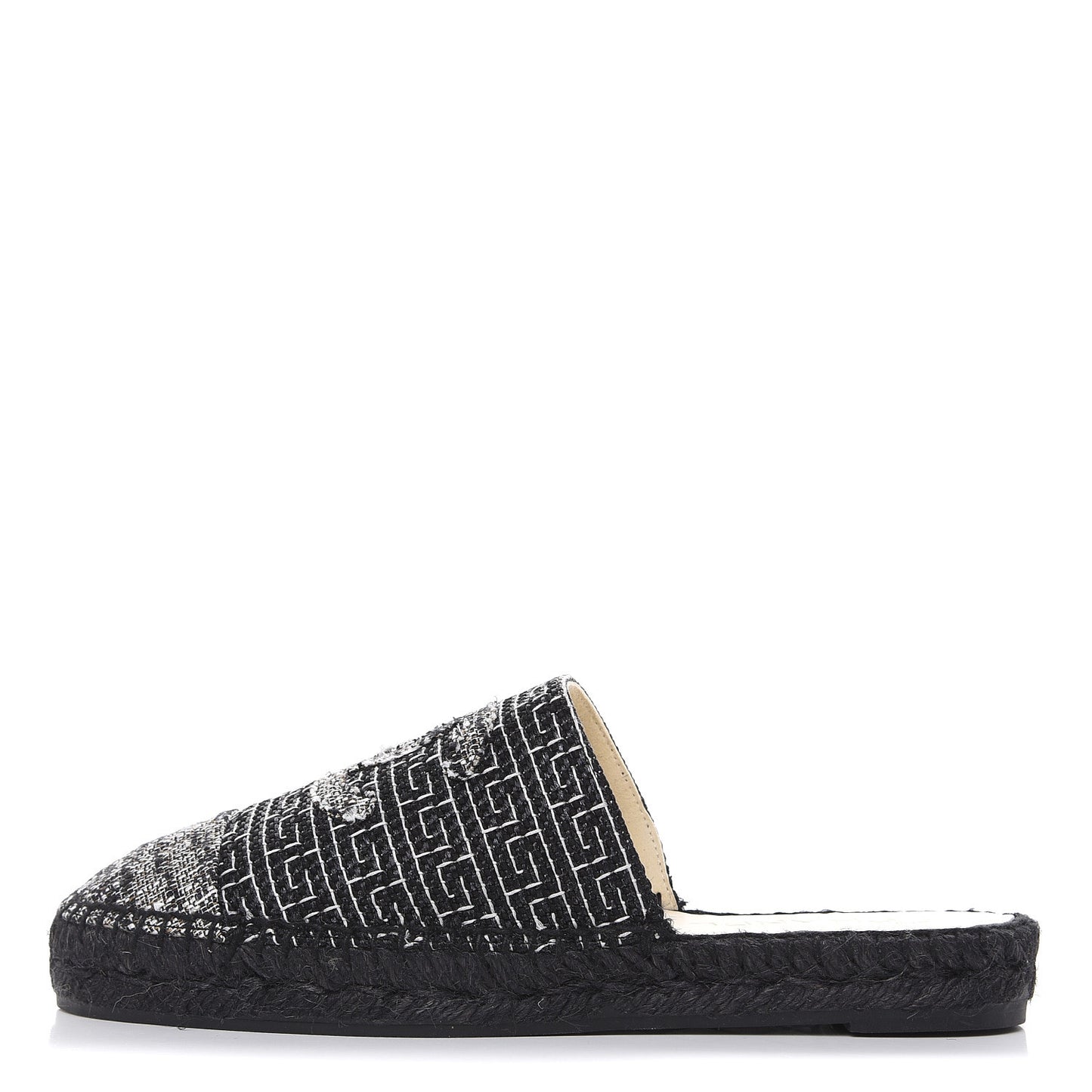 Tweed CC Slip On Espadrilles 39 Black Silver
