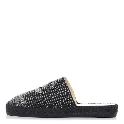 Chanel Tweed CC Slip On Espadrilles 39 Black Silver 1 of 10