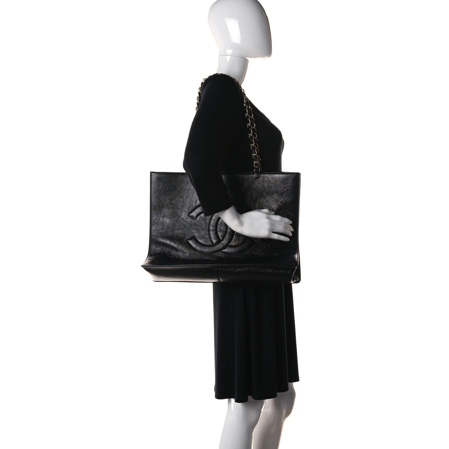Chanel Shiny Aged Calfskin Shopping Bag Black 2 of 10