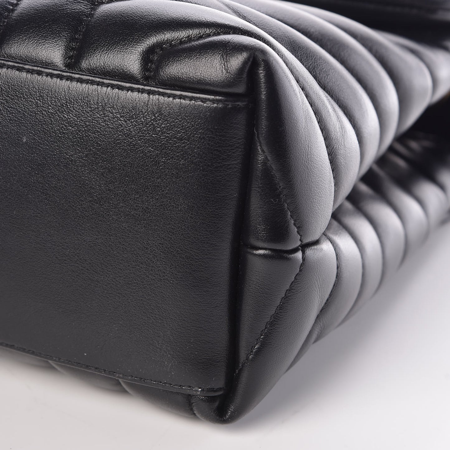 Calfskin Y Quilted Monogram Medium Loulou Chain Satchel Black